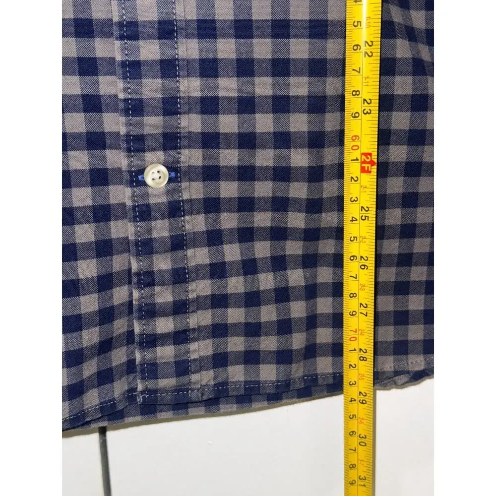 GAP Standard Fit Men Medium Blue White Gingham Button Down Shirt 100% Cotton - Picture 5 of 8
